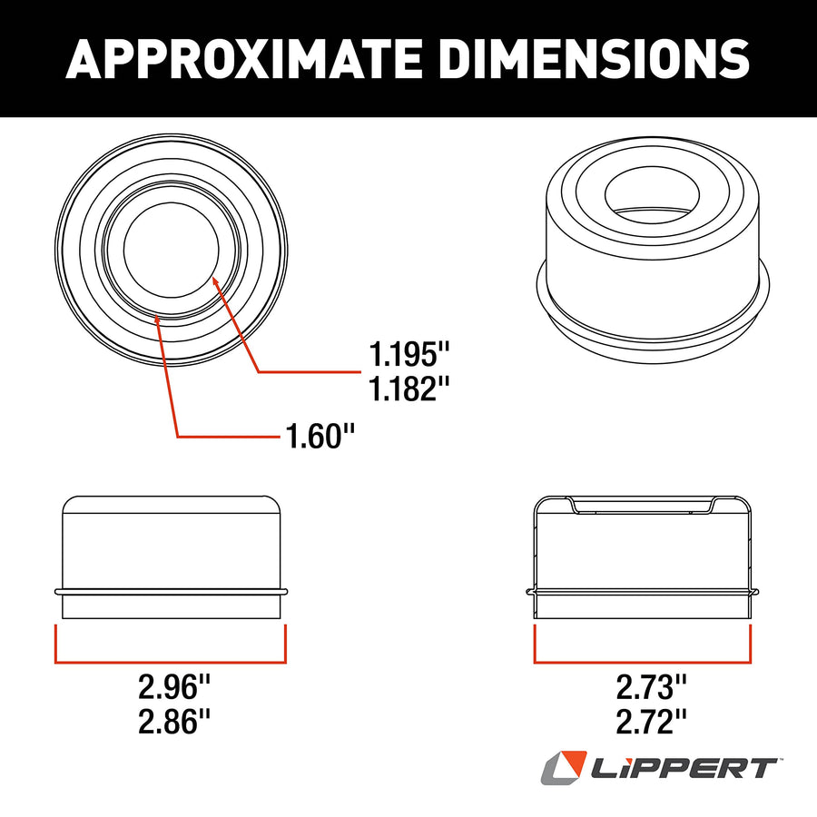 Lippert Super Lube Replacement Axle Hub Dust Cap for 7,000 to 8,000-lb. RV Trailer Axles, 2"-2.75" Bore, Protects Bearings, Grease and Other Inner Components - DC 275L