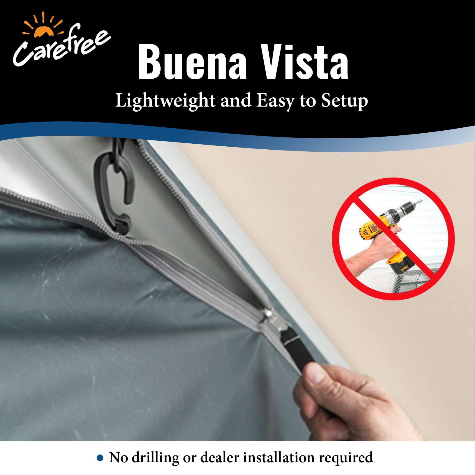 Buena Vista Room Carefree 211000A 10' - 11' Lightweight, Gray with Dark Gray Trim