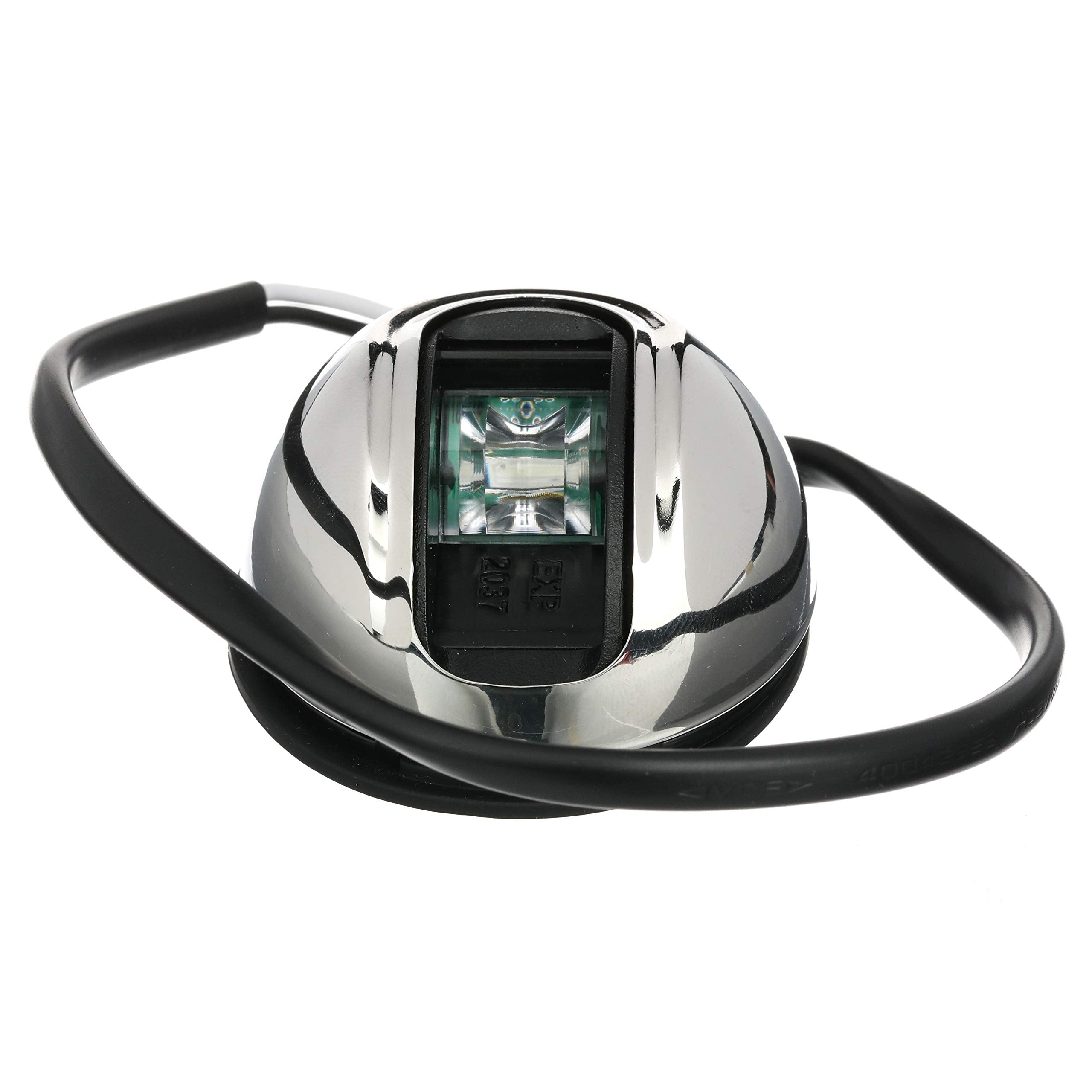 LightArmor Attwood NV4012SSG-7 2-Mile Vertical Surface Mount Navigation Light, Green LED Lighting, Eliptical Stainless Housing
