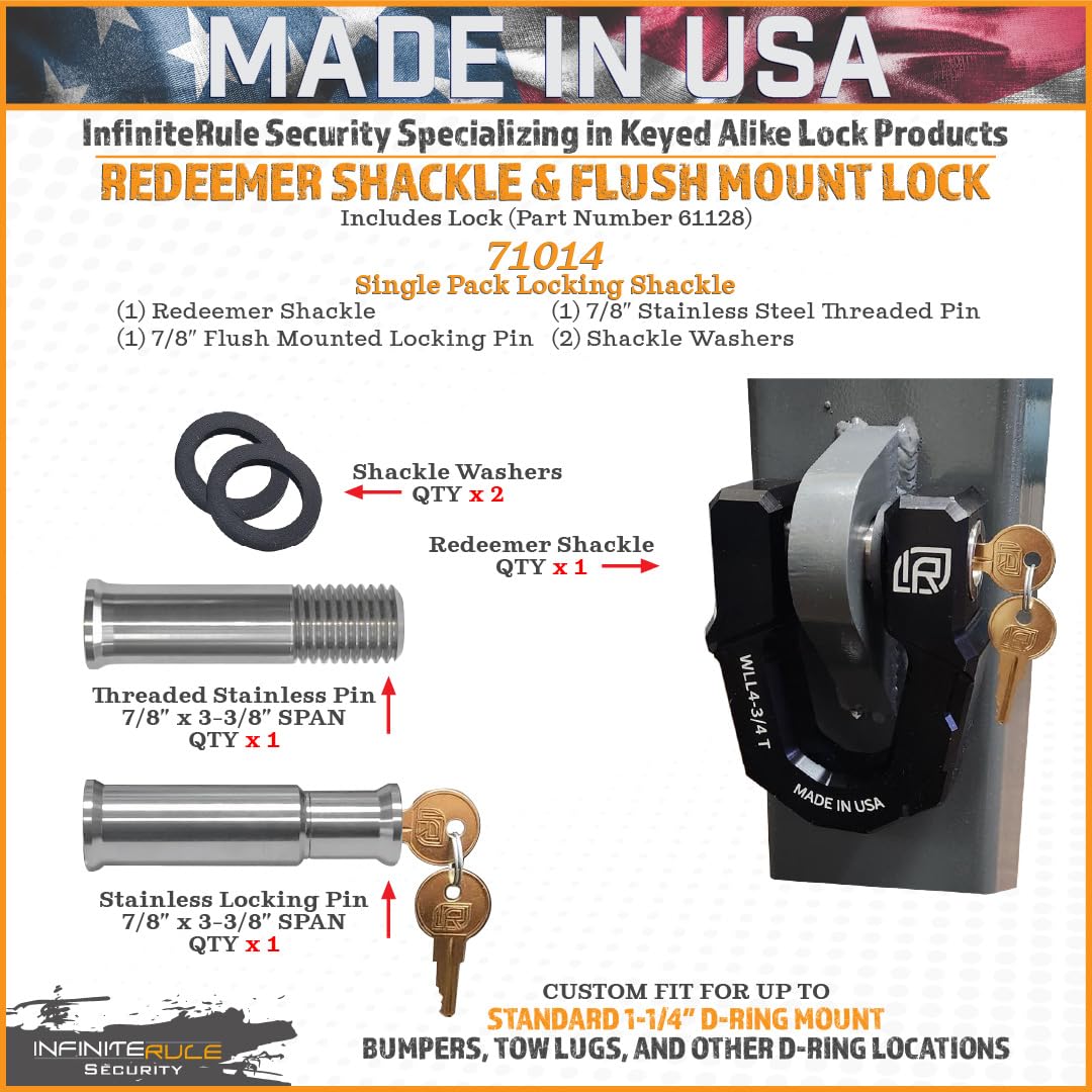 Redeemer D-Ring Shackle, 71014 | Single Pack, Black Anodized Aluminum, Heavy-Duty for Use with Tow Strap for Off-Road Vehicle Recovery - Includes Locking Pin for Redeemer Shackle