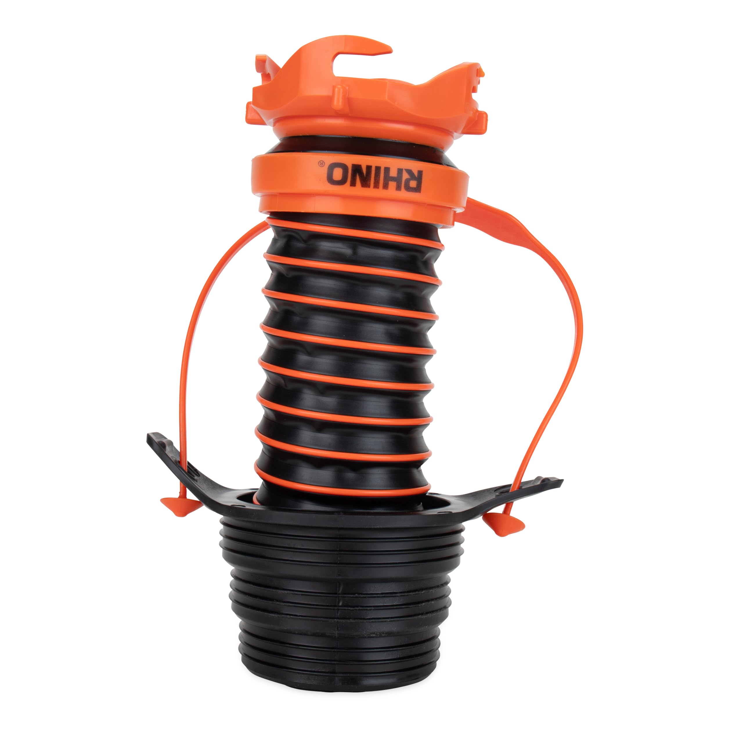 Camco 3-in-1 Flexible RV Sewer Hose Adapter & Drain Seal - Easily Connect Your Camper Sewer Hose to 3, 3 1/2, or 4 inch Inlets Even with Damaged Threads - Features RhinoExtreme Hose and Handle (39319)