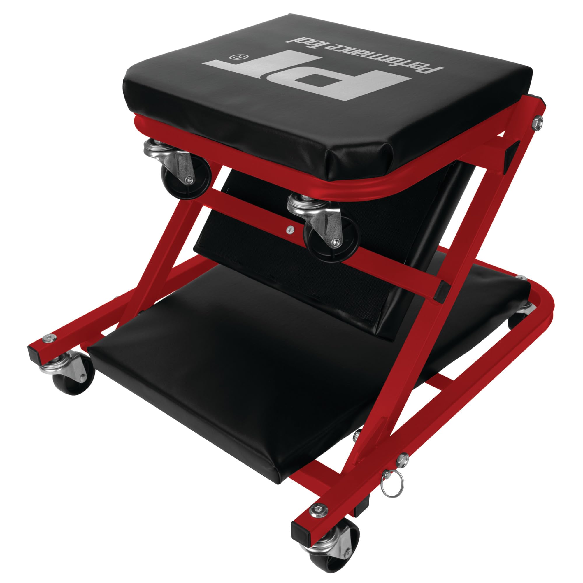 36-Inch Performance Tool W85034 Z-Frame Folding Automotive Creeper, All-in-One Adjustable Roller Garage Seat, Lay Down or Sit, 300 lbs. Capacity, Under Car Creeper, Padded with 6 Swivel Casters