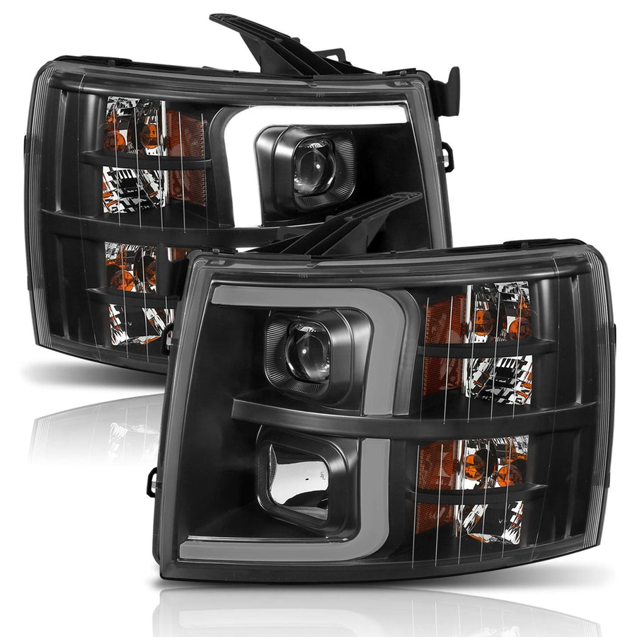 CHEVY SILVERADO 1500 ANZO USA 07-13 / 2500HD/3500HD 07-14 PROJECTOR PLANK SWITCHBACK HEADLIGHTS BLACK