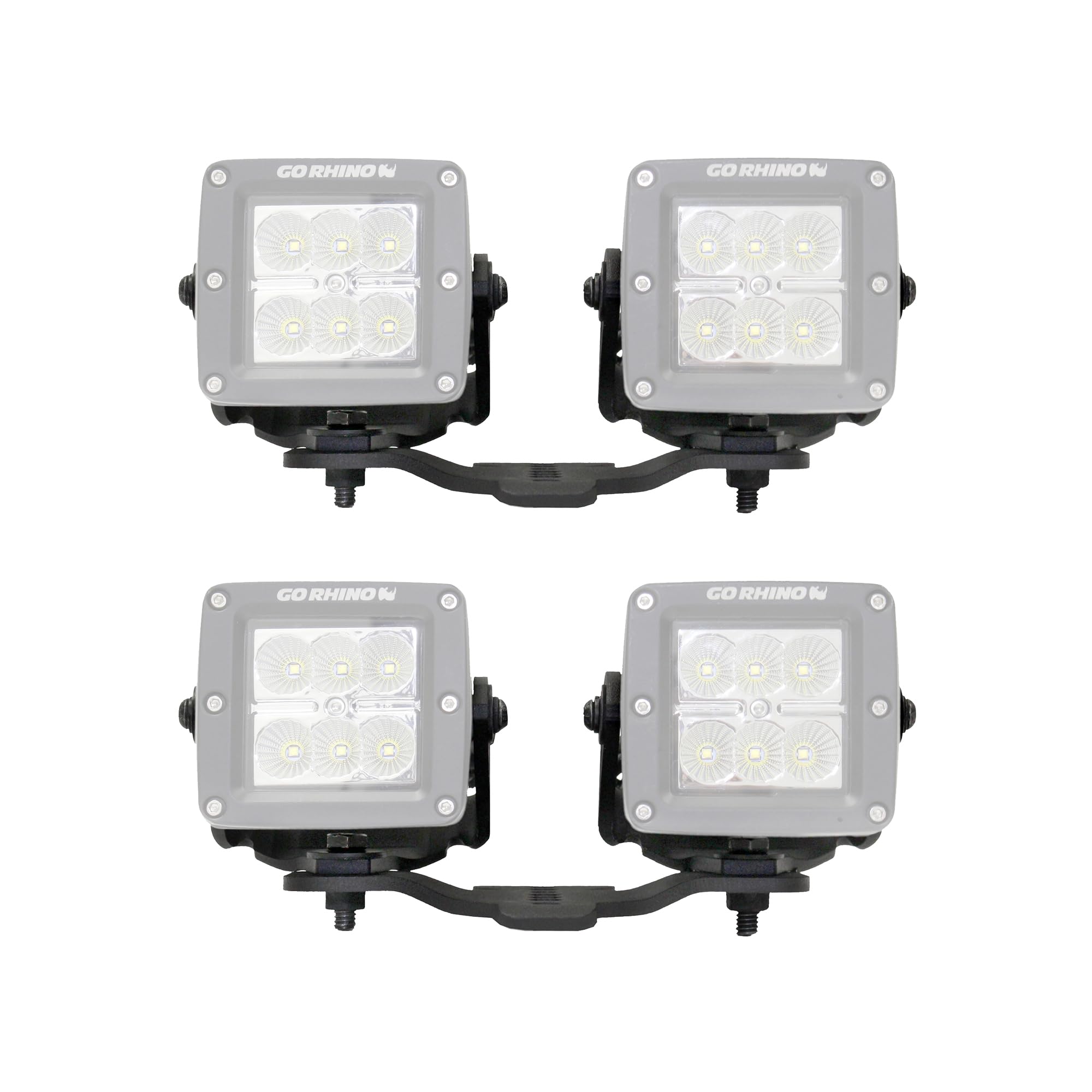 XE Hard Top LED Light Mounts Go Rhino for Two 3" LED Cubes | Mild Steel, Textured Black | 731030T