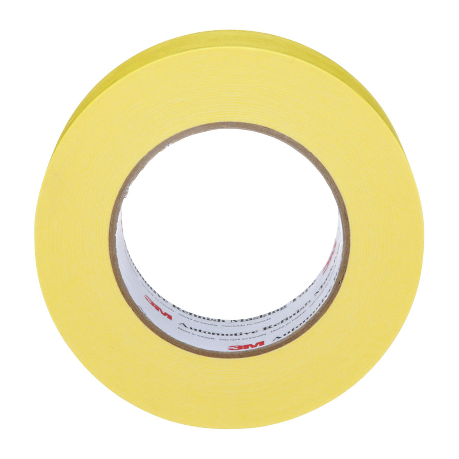 3M Automotive Masking Refinish Tape 388N, 06656, 48 mm x 55 m, Yellow, Crepe Backing, Moisture Resistant, Multi-Purpose, 1 Roll