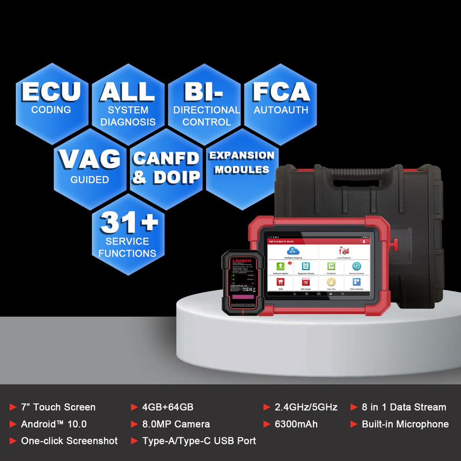 Launch Scan Tool X431 CRP919MAX Wireless Bidirectional Tool, All System Diagnosis Scanner, 31+ Service Functions, ECU Coding, Code Assist, FCA AutoAuth, V.A.G Guided, 2 Years Free Update