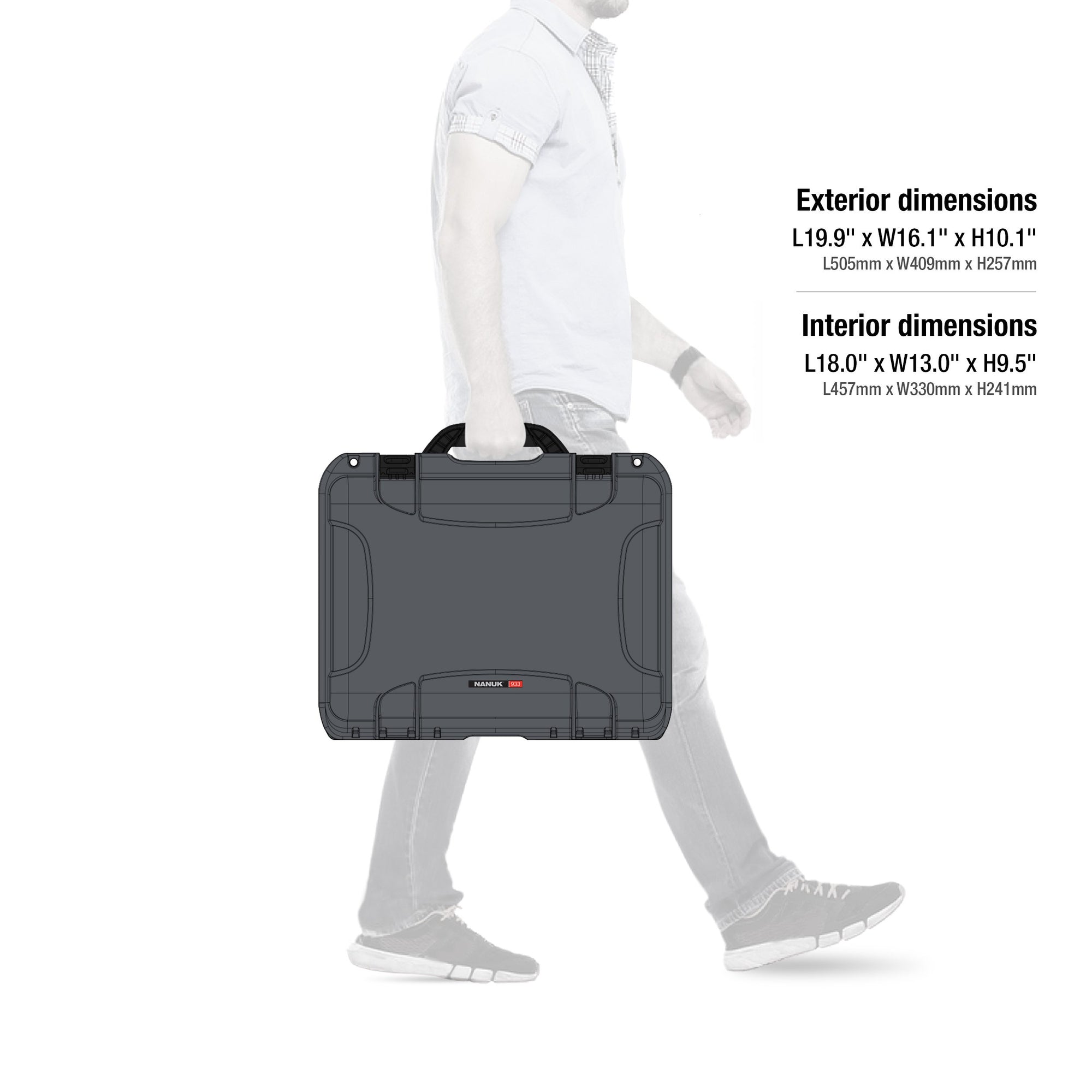 Waterproof Nanuk 933 Hard Case with Padded Dividers - Graphite
