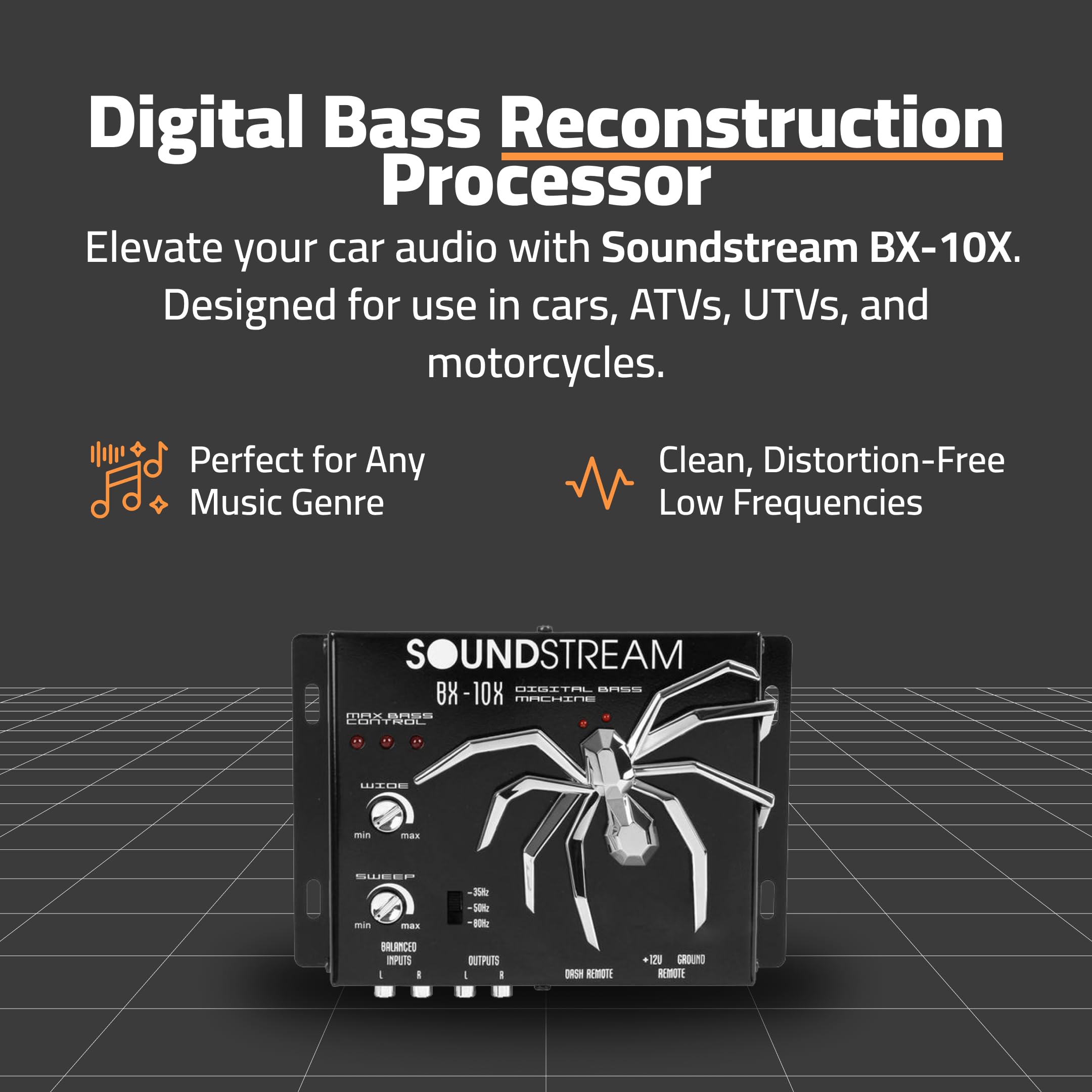 Bass Enhancer Processor Soundstream BX-10X – Car Audio Bass Restoration Processor with Remote Control | Subwoofer Bass Booster and Epicenter Alternative for Factory & Aftermarket Sound Systems