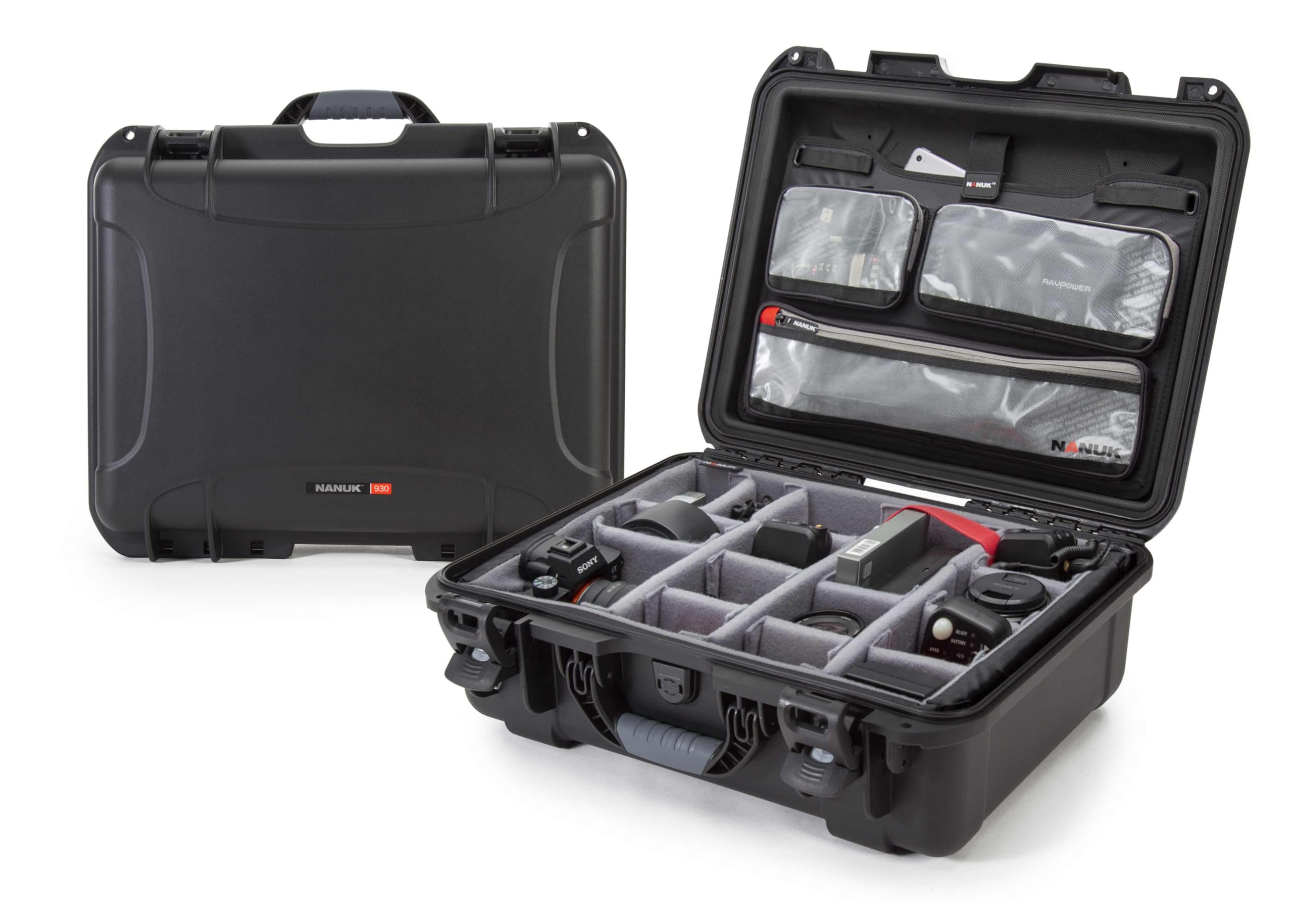 Nanuk Pro Photo Kit 930 Camera Case with Transparent, Zippered and Anti-Tear Compartments and Soft Grip Handle (26.5 Liters, Black)