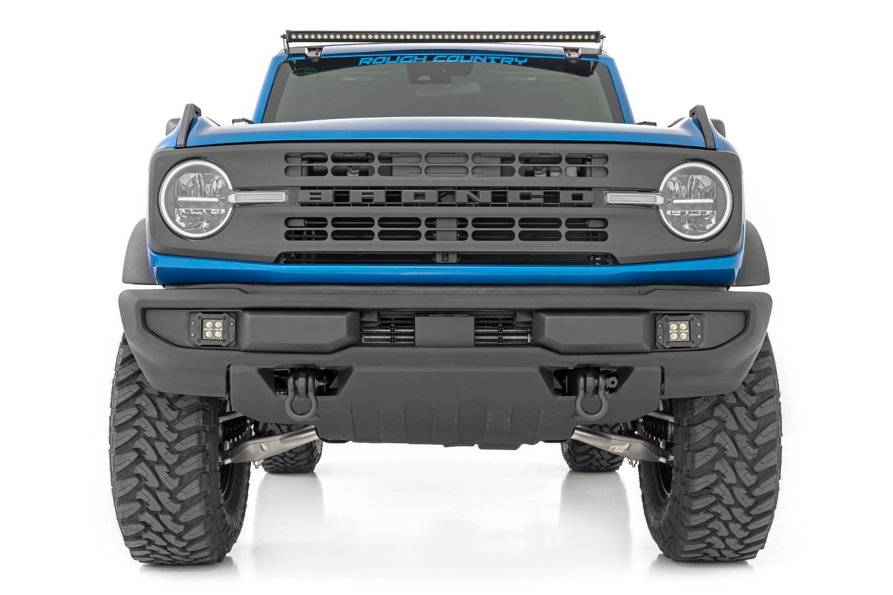 Tow Hook Shackle Mount Kit Rough Country for Ford Bronco (2021-2025) - Mounting Brackets, D-Rings & Rubber Isolators