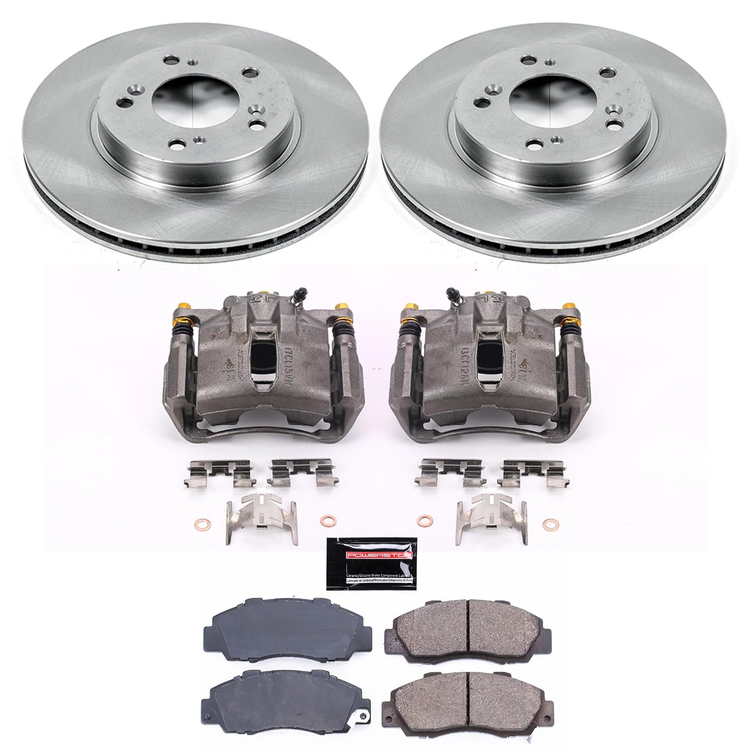 Power Stop KCOE704A Replacement Autospeciality Front Caliper Kit- OE Rotors, Ceramic Brake Pads, Calipers