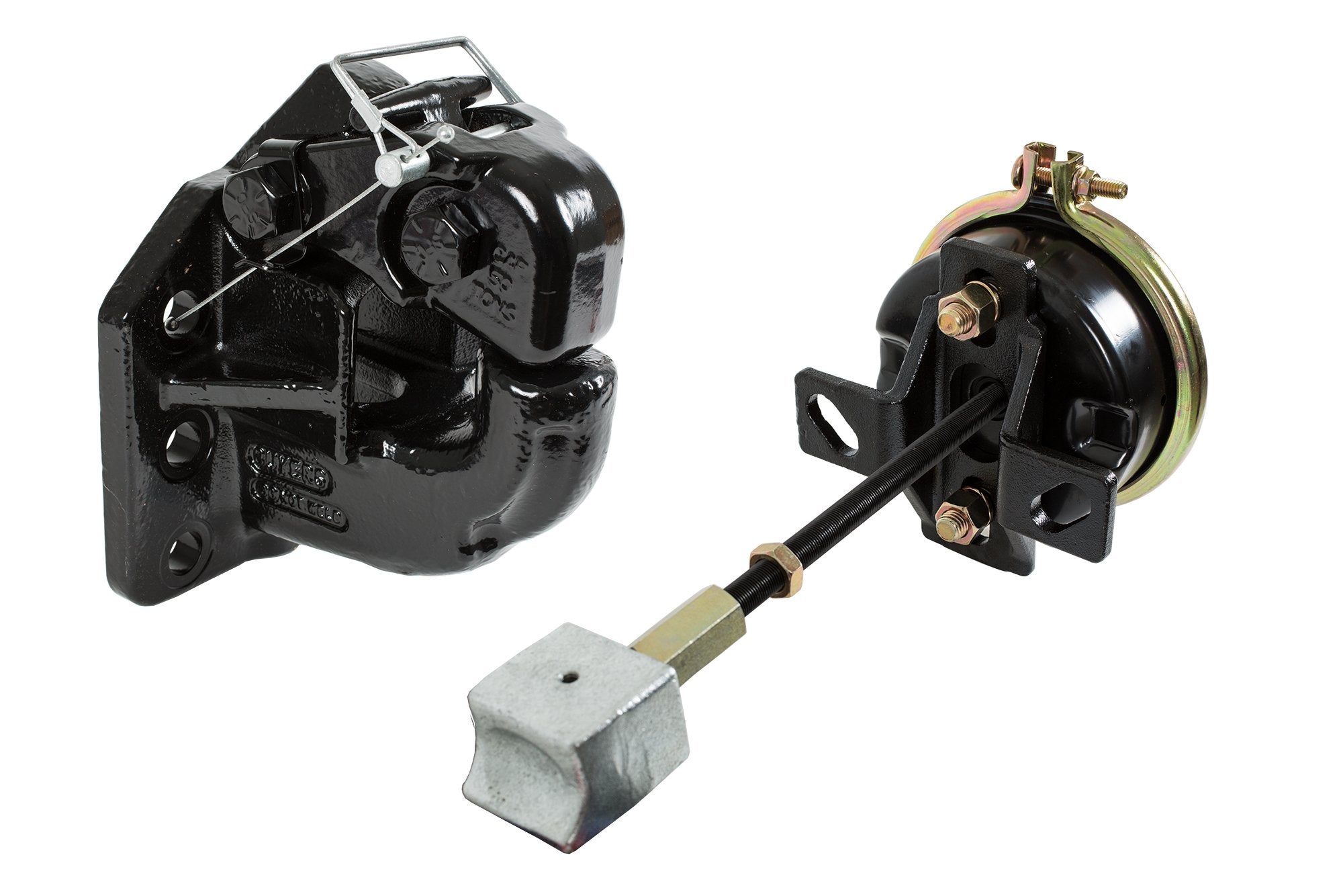 50 Ton Capacity Buyers Products Air Compensated Pintle Hook, 6-Hole Mount With Air Chamber Plunger