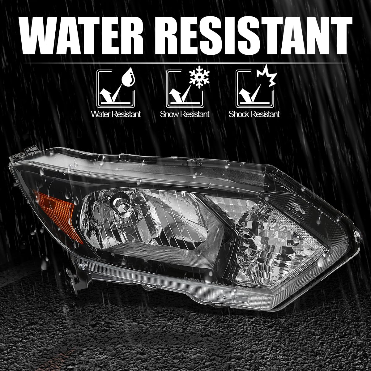 Right Passenger Side SPEC-D TUNING Glossy Black Headlight Compatible with 2016-2018 Honda HR-V Headlamp Assembly