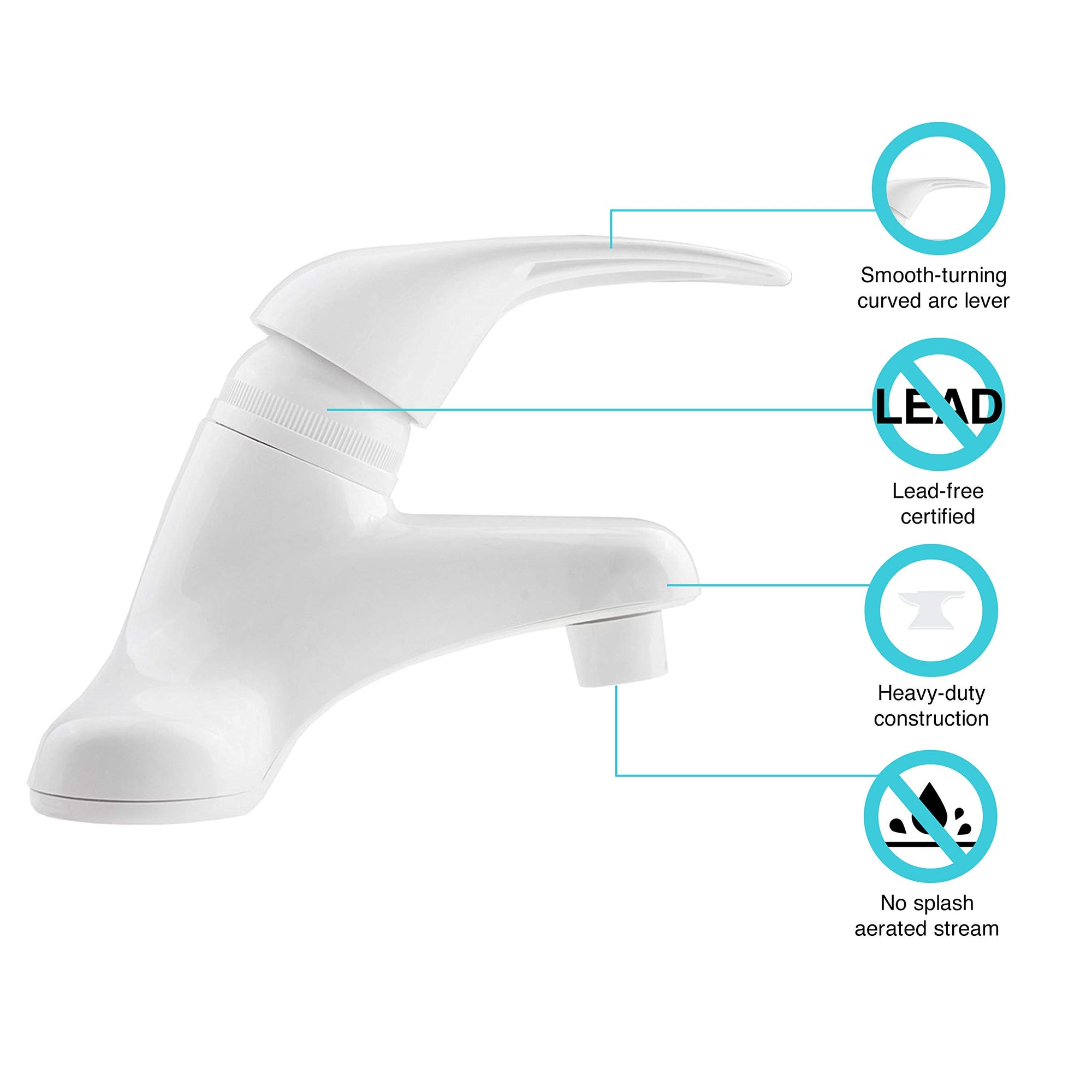 Dura Faucet RV DF-PL100-WT Single Lever Bathroom Faucet (White ABS Plastic)