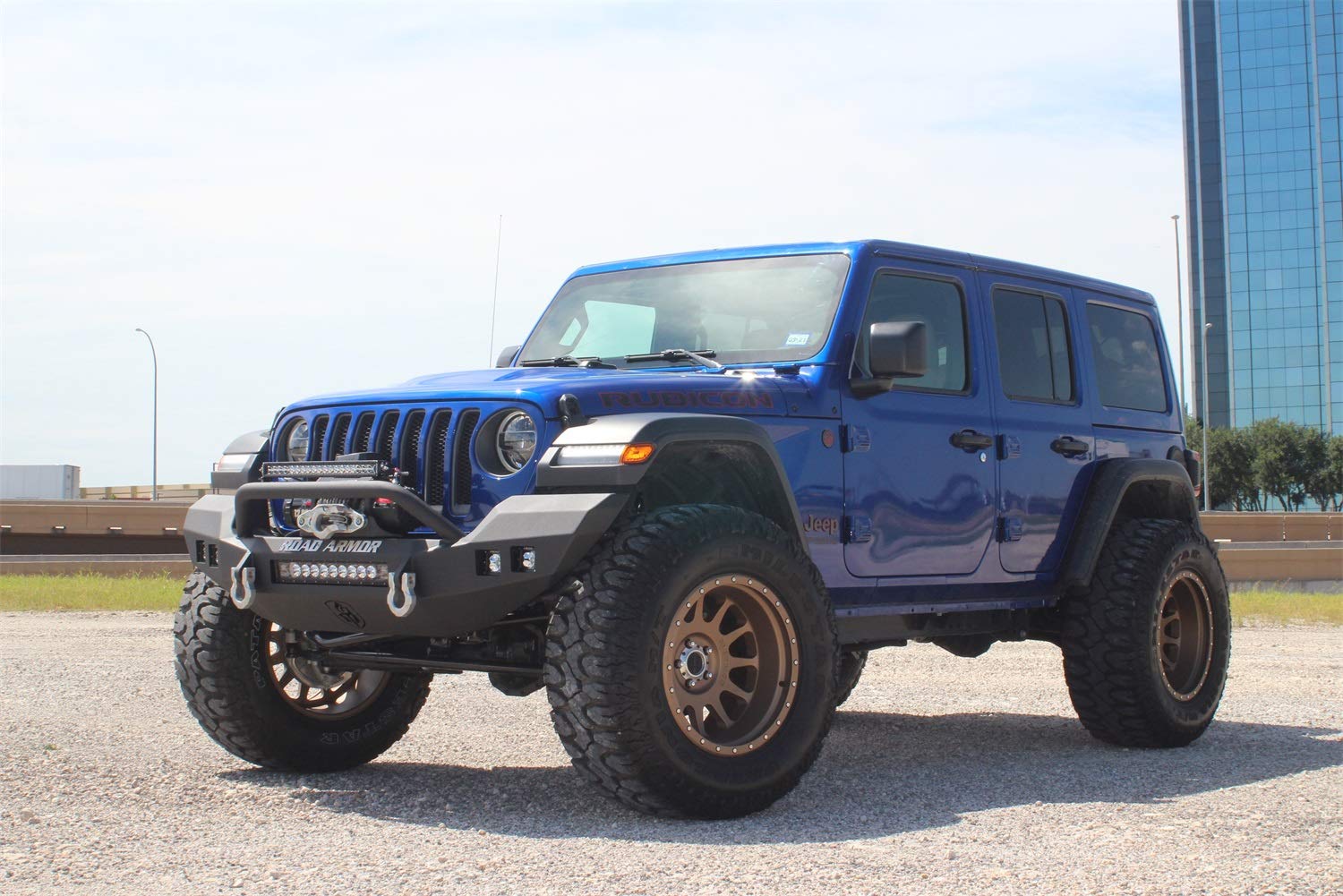 Stealth Road Armor 5183F3B Front Full Width Winch Bumper Sheet Metal Pre-Runner Guard | Rubicon Only - Texture Black - Compatible with: 2018-2025 Jeep JL JLU JT