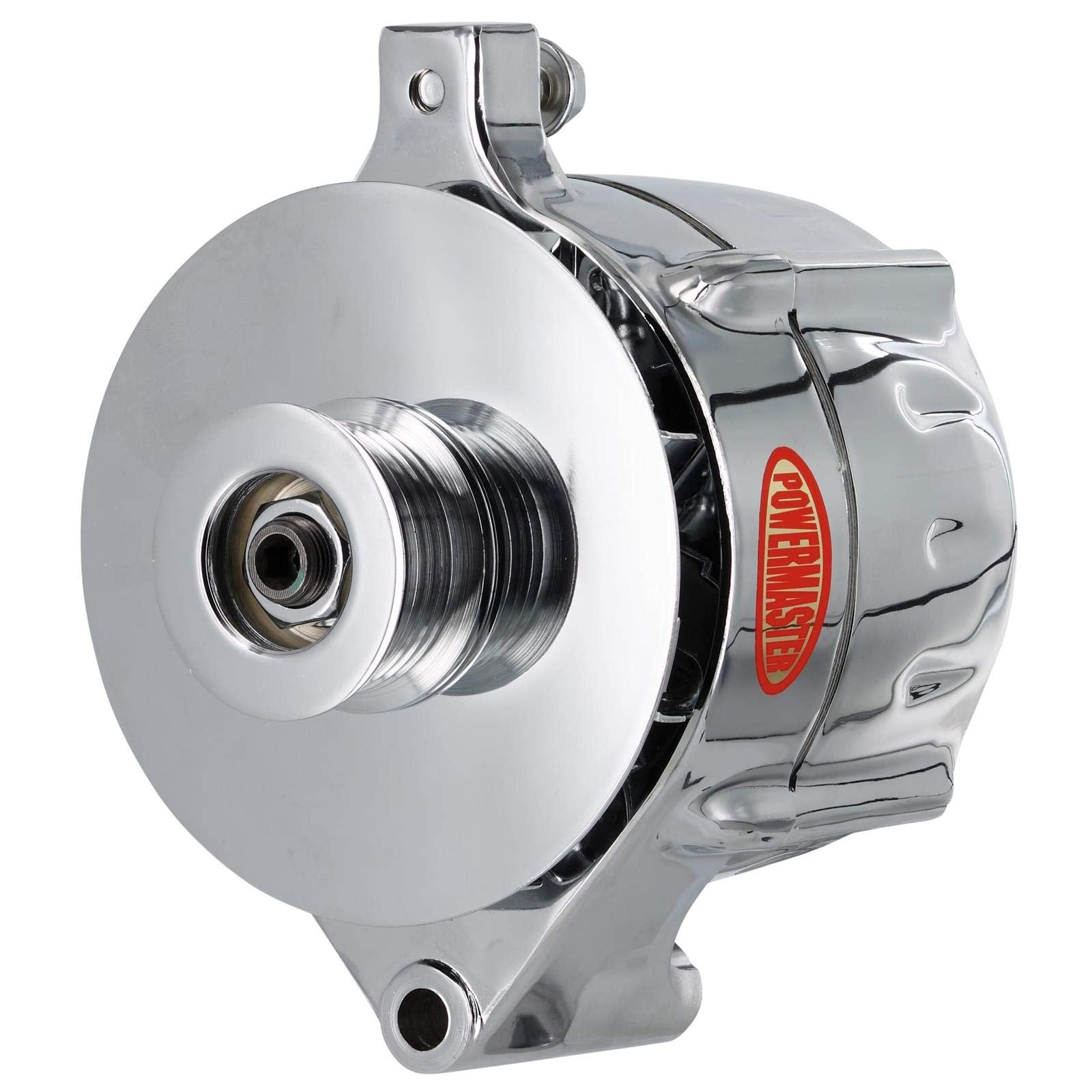 Chrome Powermaster 8-37100-344 Alternator (Upgrade 100A Smooth Look 6 Groove Pulley, Baffle & Cone 1 Wire)
