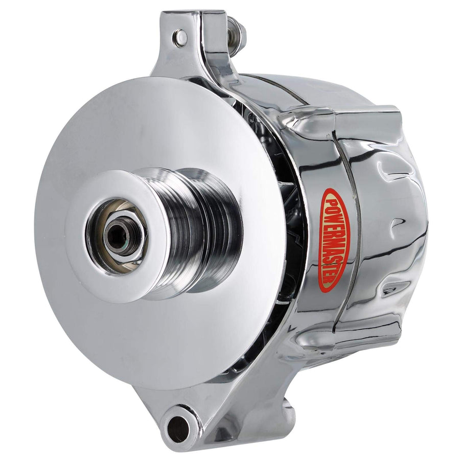 Chrome Powermaster 8-37100-344 Alternator (Upgrade 100A Smooth Look 6 Groove Pulley, Baffle & Cone 1 Wire)