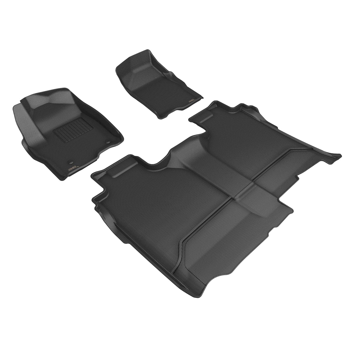 3D MAXpider Kagu Custom Fit Floor Mat (Black) Compatible with Chevrolet Silverado 1500 Crew Cab 2019-2026 / 2500HD/3500HD 2020-2026 (Bucket Seats, Vinyl Floor, No Carpeted Storage) - Full Set