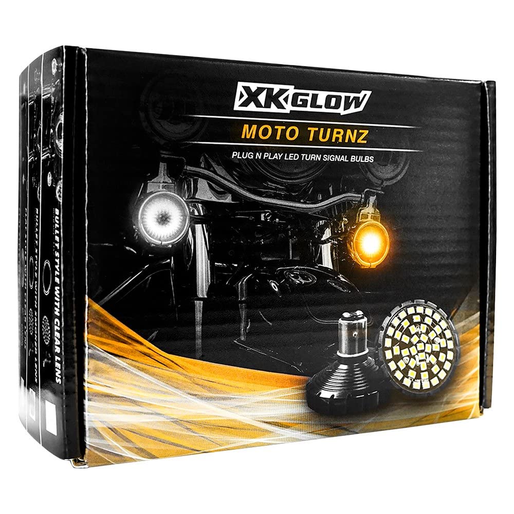 XKGLOW Motorcycle Front LED Turn Signal Kit XK1157B-WA-C - Bullet Style Clear Lenses