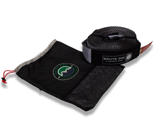Tow Strap Overland Vehicle Systems 30,000 lb. 3" x 30' Gray with Black Ends & Storage Bag Universal - 30,000 lb. Breaking Strength - for Use in Automotive Recovery and Towing