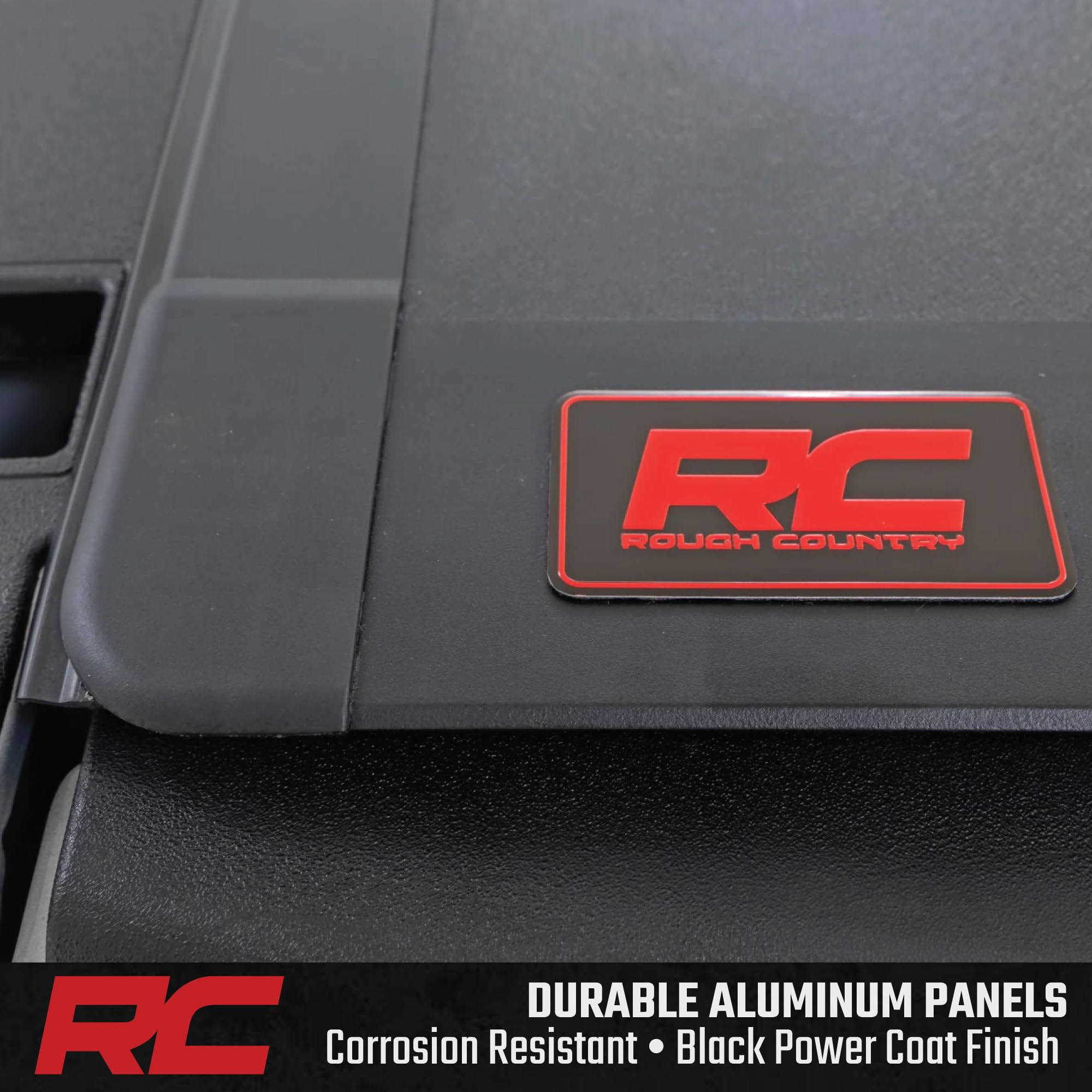 Rough Country Tonneau Cover Hard Flip Up for Dodge Ram 1500 (2009-2018) & 2500 (2010-2025) - Aluminum Tri-Fold Bed Cover, Fits 6'4 (76.3") Bed