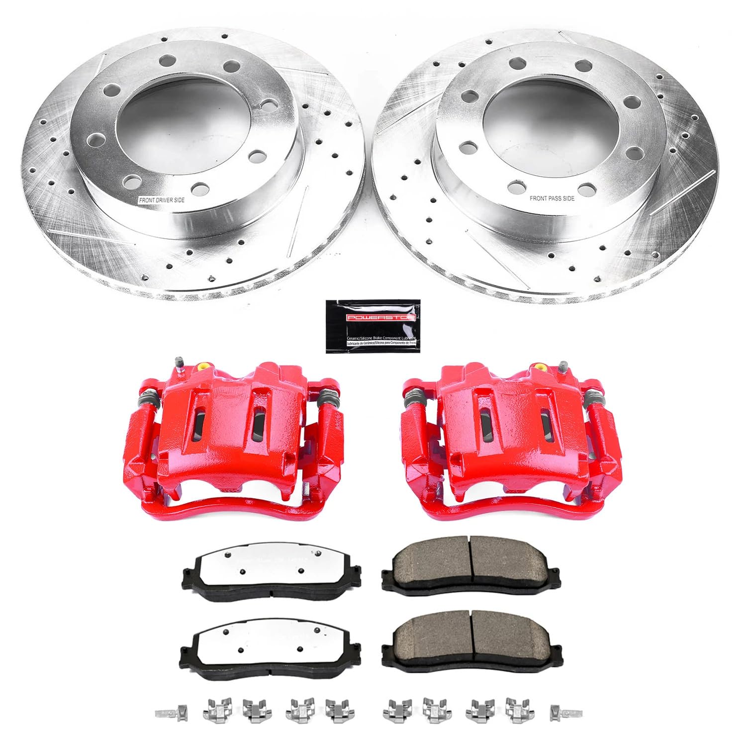 Power Stop Z23 Evolution Sport KC6563A 1-Click Brake Kit with Powder Coated Calipers (Brake Pads, Drilled/Slotted Rotors) For Dodge Journey 2013 [Model Specific]