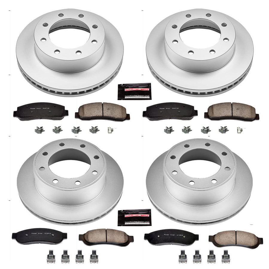 Power Stop CRK1782 Brake Rotor & Coated Ceramic Brake Pads- front & rear For Ford F-250 Super Duty 2005-2007, Ford F-350 Super Duty 2005-2007 [Model Specific]