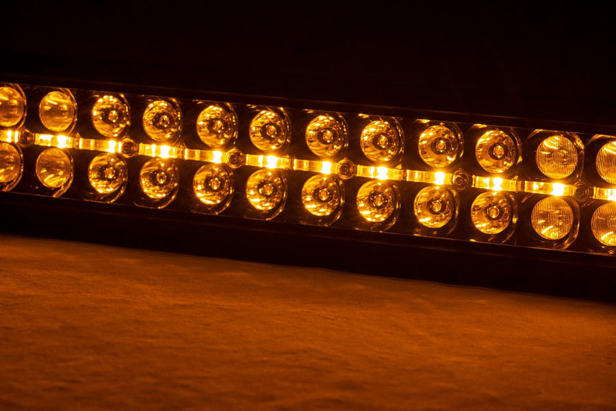 20" Rough Country Dual Row LED Light Bar with Amber DRL - Black Series 200W, 18000 Lumens, Combo Spot Flood Beam for Off-Road