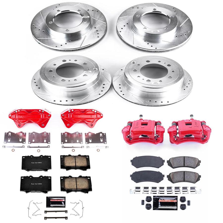 Power Stop Z23 Evolution Front and Rear Caliper Kit-Rotors, Carbon-Fiber Ceramic Brake Pads, For Lexus LX470 1998-2002, Toyota Land Cruiser 1998-2002 [Model Specific]