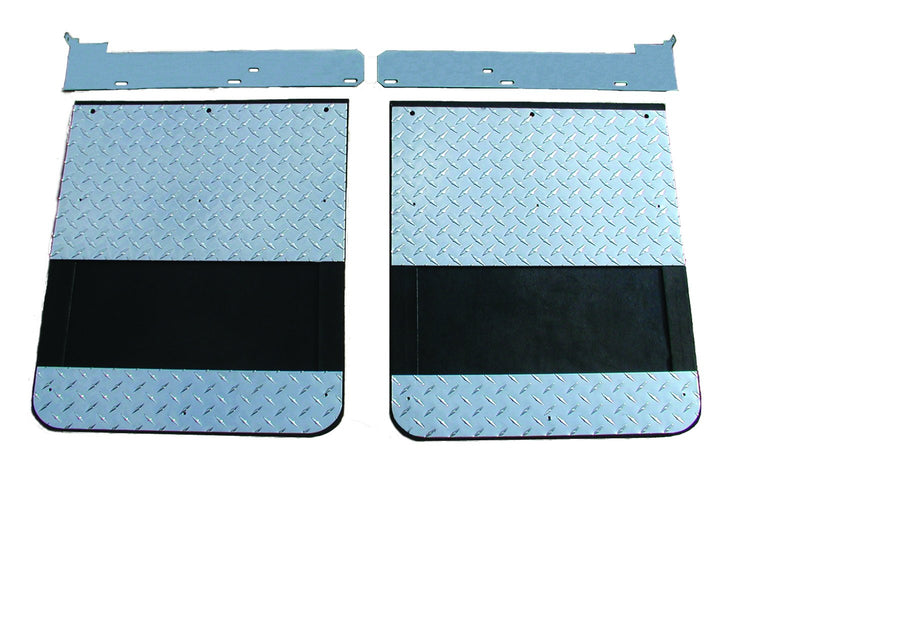 Mud Flap Set Go Industries Inc. D727SET, with Flaps, Brackets, Diamond Stiffeners, and Diamond Weights, for Select GM Dually Trucks