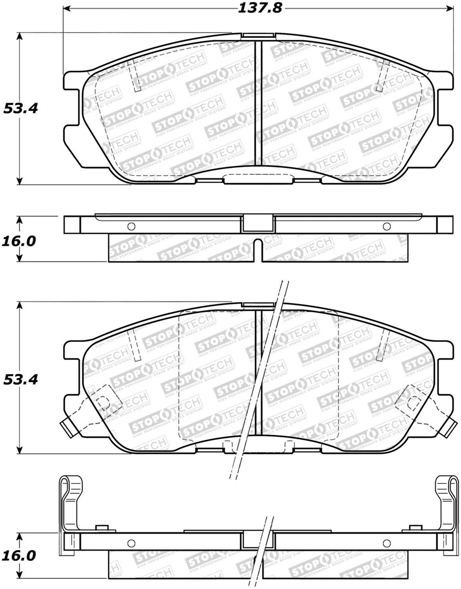 Front StopTech 308.05520 Brake Pads with Shims and Hardware Street
