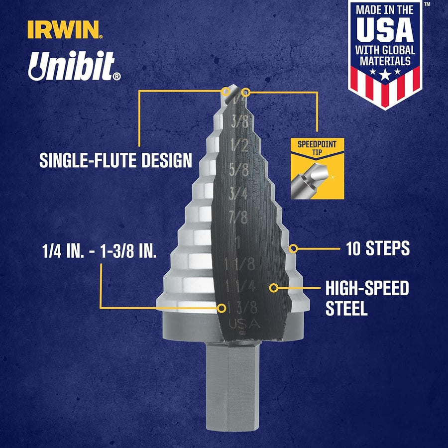 Irwin Tools High-Speed Steel IRWIN Unibit Self-Starting Step-Drill #5, 10235