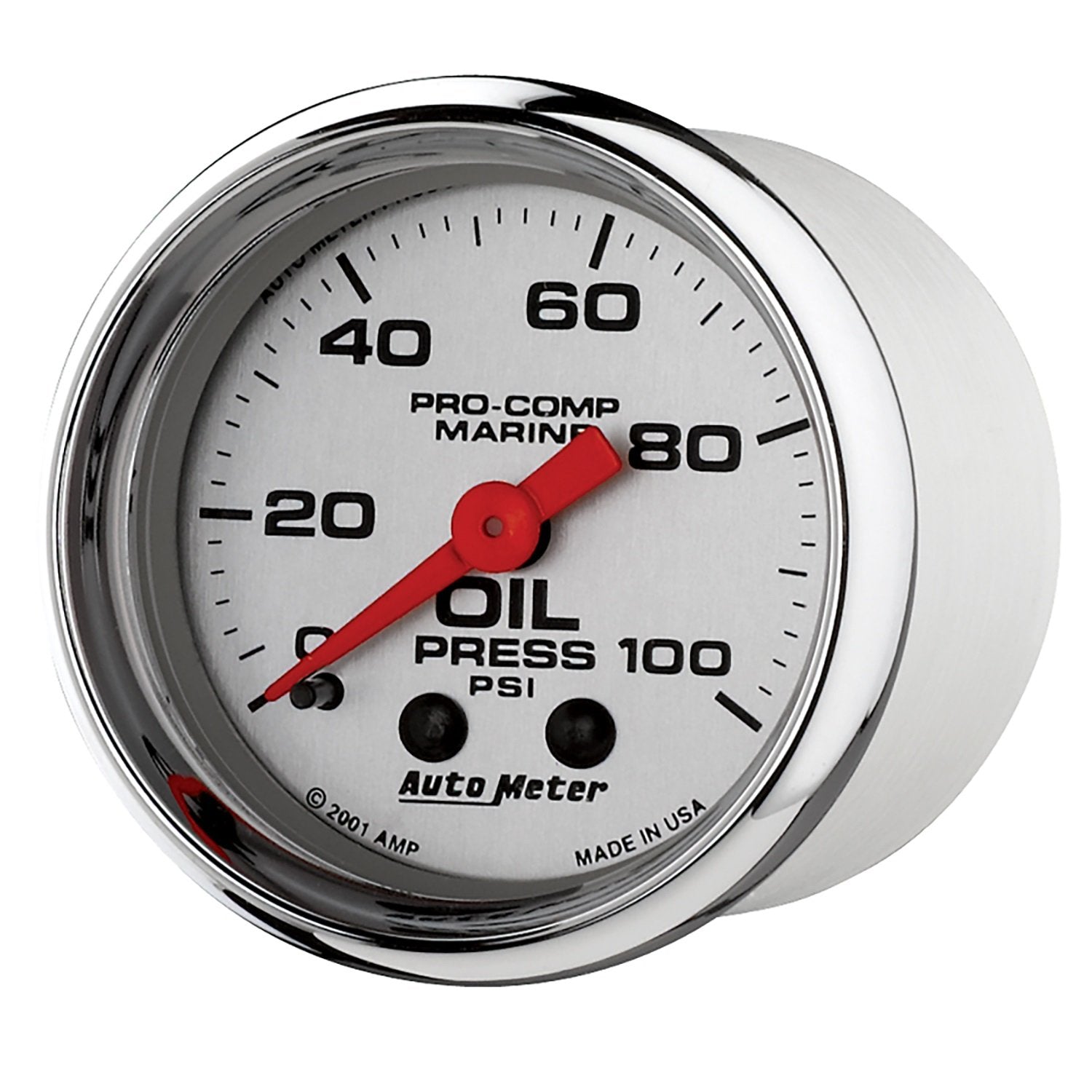 Gauge AutoMeter 200790-35 Oil Pressure (Marine Chrome Ultra-Lite 2 1/16", 100Psi, Mechanical, Marine Chrome)