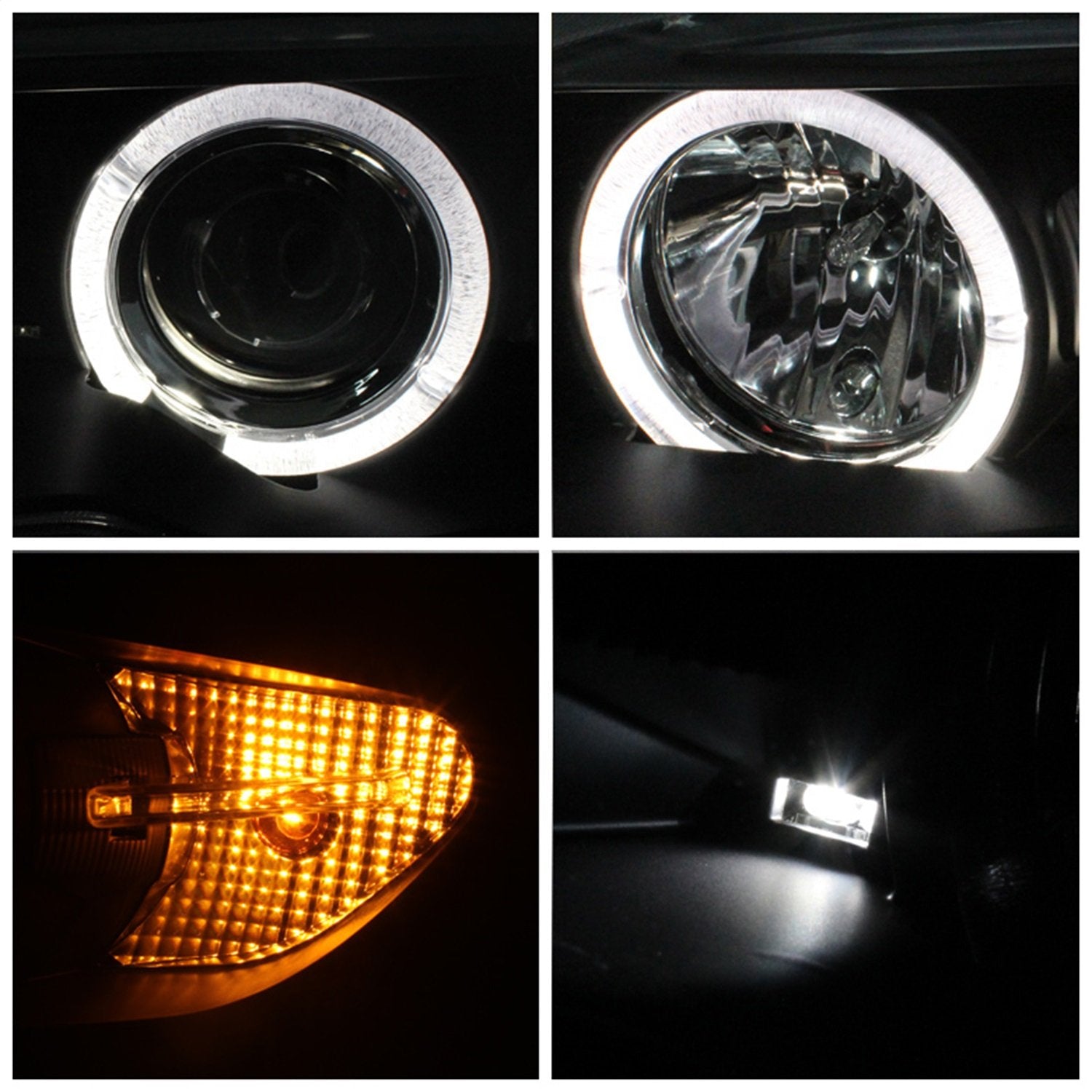 BMW E46 3-Series 04-06 2 DR Spyder 5077141 Projector Headlight - Halogen Model Only ( Not Compatible With Xenon/HID Model ) - LED Halo - Black - High H1 (Included) - Low H7 (Included)