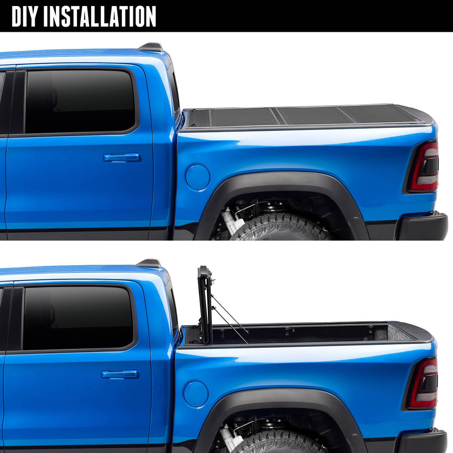 Ultra Flex UnderCover Hard Folding Truck Bed Tonneau Cover | UX32011 | Fits 2019 - 2022 Dodge Ram 1500, Works with RamBox, Does Not Work With Black Track System 5' 7" Bed (67.4")