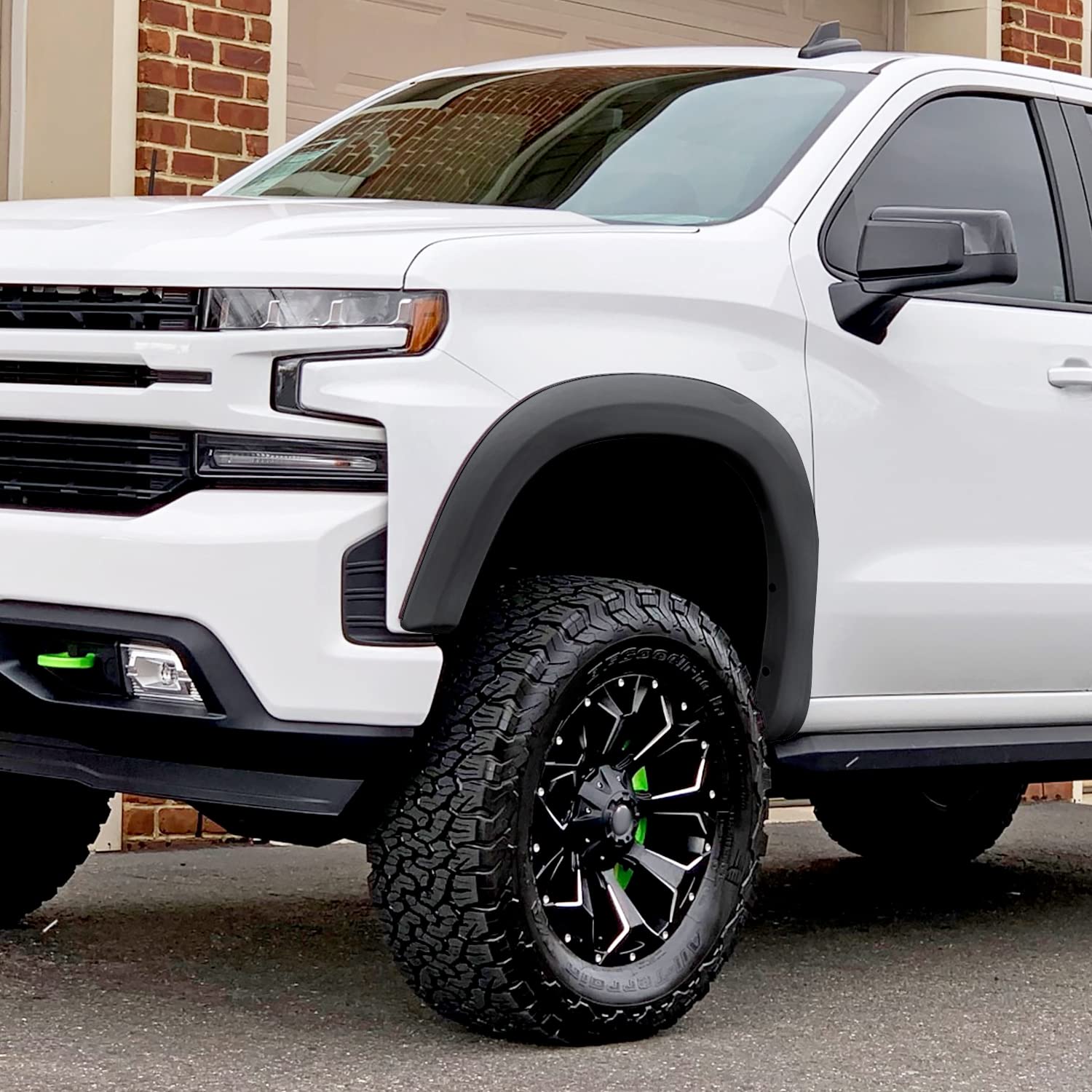 4PC Spec-D Tuning Front + Rear Factory Style Fender Flares Compatible with 2019-2025 Chevy Silverado 1500