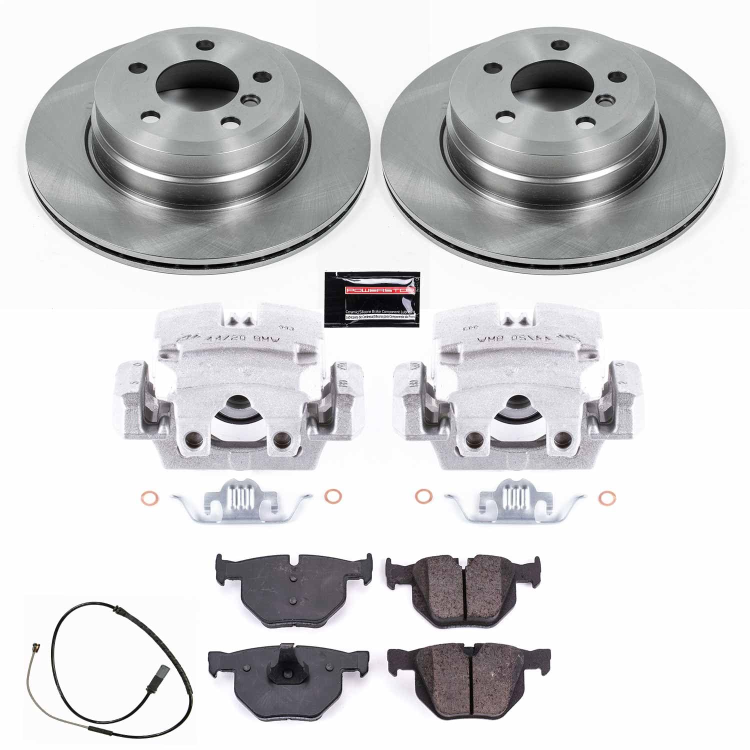 Power Stop KCOE7429 Replacement Autospecialty Rear Caliper Kit-Rotors, Ceramic Brake Pads, Calipers For BMW X5 2011-2018, BMW X6 2011-2019 [Model Specific]