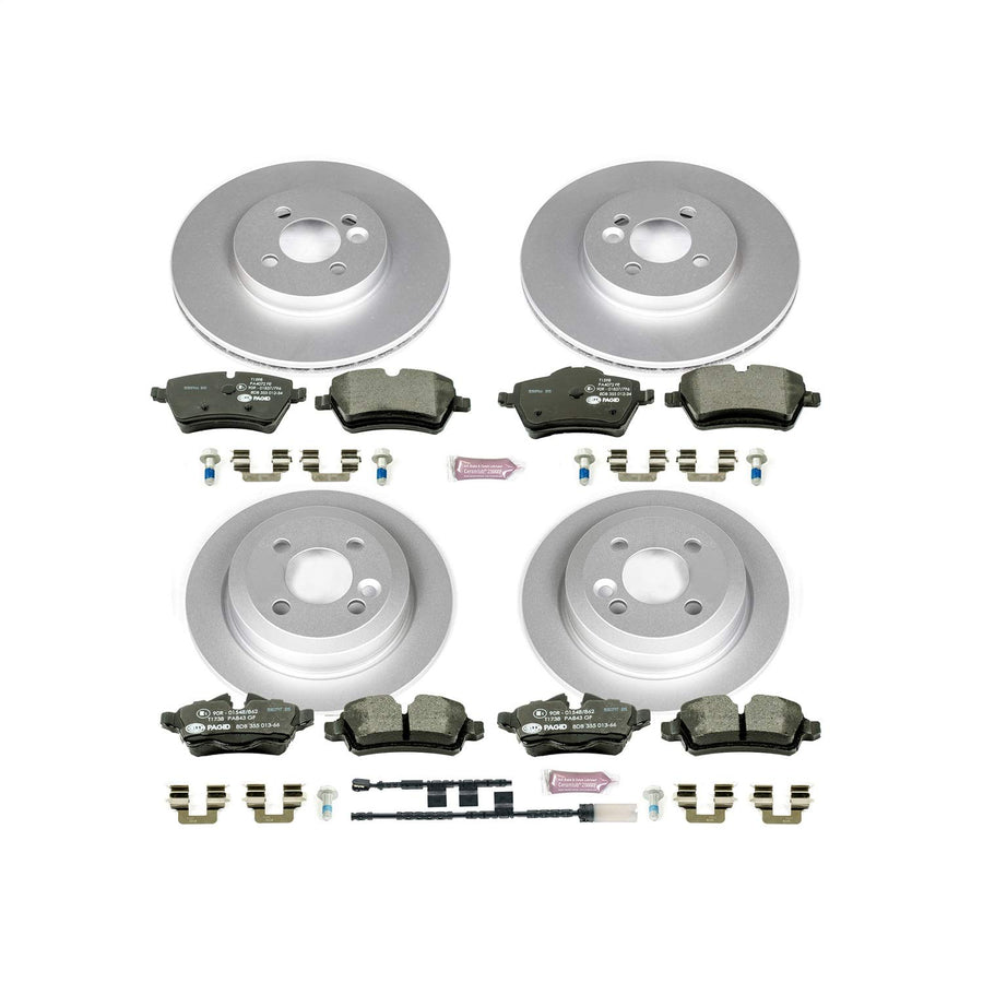 Power Stop ESK6742 Euro-Stop Brake Kit Front and Rear and 1 Front & 1 Rear Sensor Wires For Mini Cooper 2012-2015 [Model Specific]