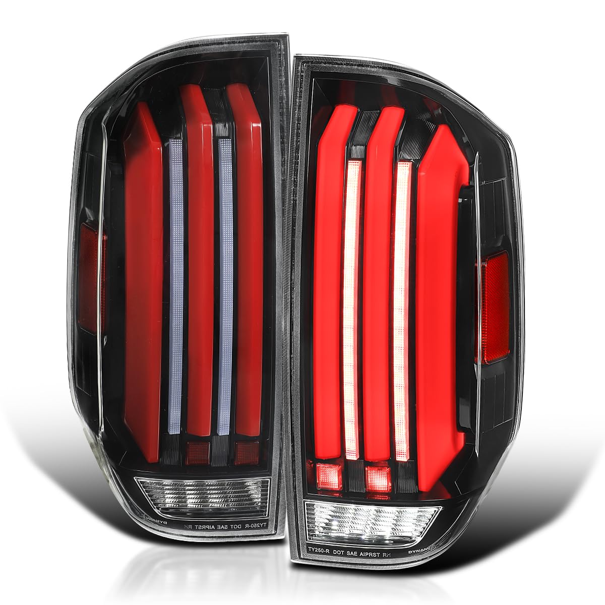 Full LED Strip Tail Lights SPEC-D TUNING w/Red Sequential LED Light Bars and Startup Animation Compatible with 2014-2021 Toyota Tundra, Left + Right Pair Assembly
