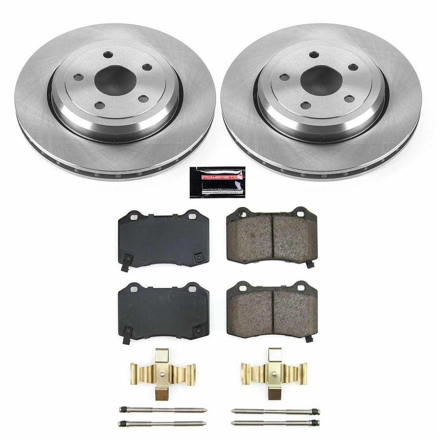Power Stop KOE8758 Rear Brake Kit-OE Brake Rotors & Ceramic Brake Pads For Dodge Durango 2018-2023, Jeep Grand Cherokee 2018-2021 [Model Specific]