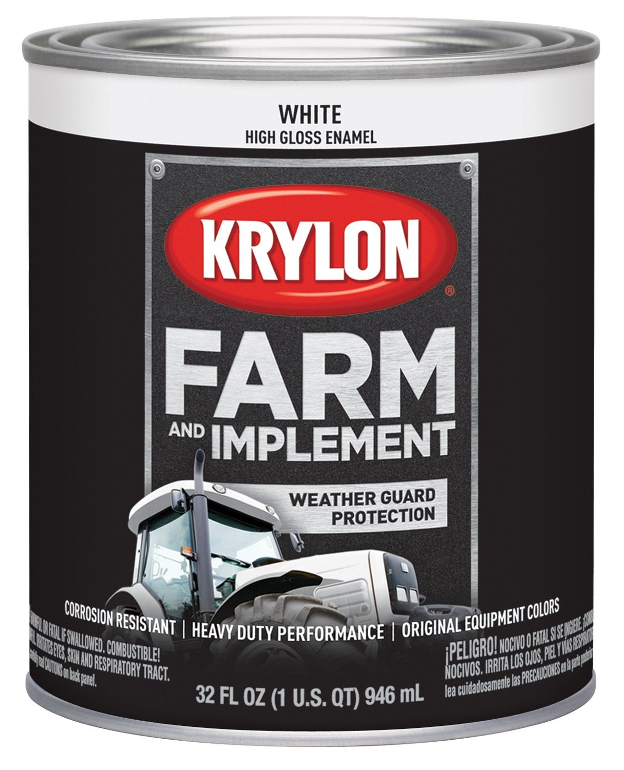 Krylon® Farm & Implement 2021 Brush, High Gloss, White,1 Quart Architectural Paints