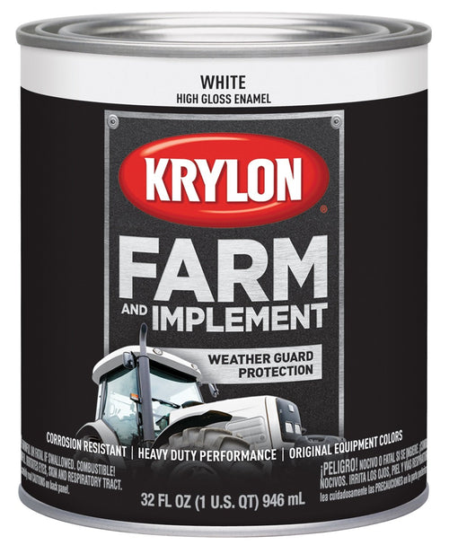 Krylon® Farm & Implement 2021 Brush, High Gloss, White,1 Quart Architectural Paints