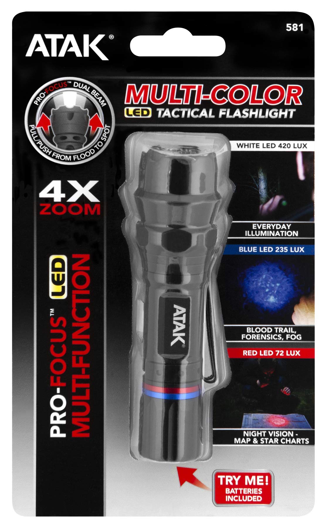 Pro-Focus Performance Tool 581 LED Flashlight: Professional Grade with Multiple Lighting Modes and Adjustable Zoom for Spot and Flood Output