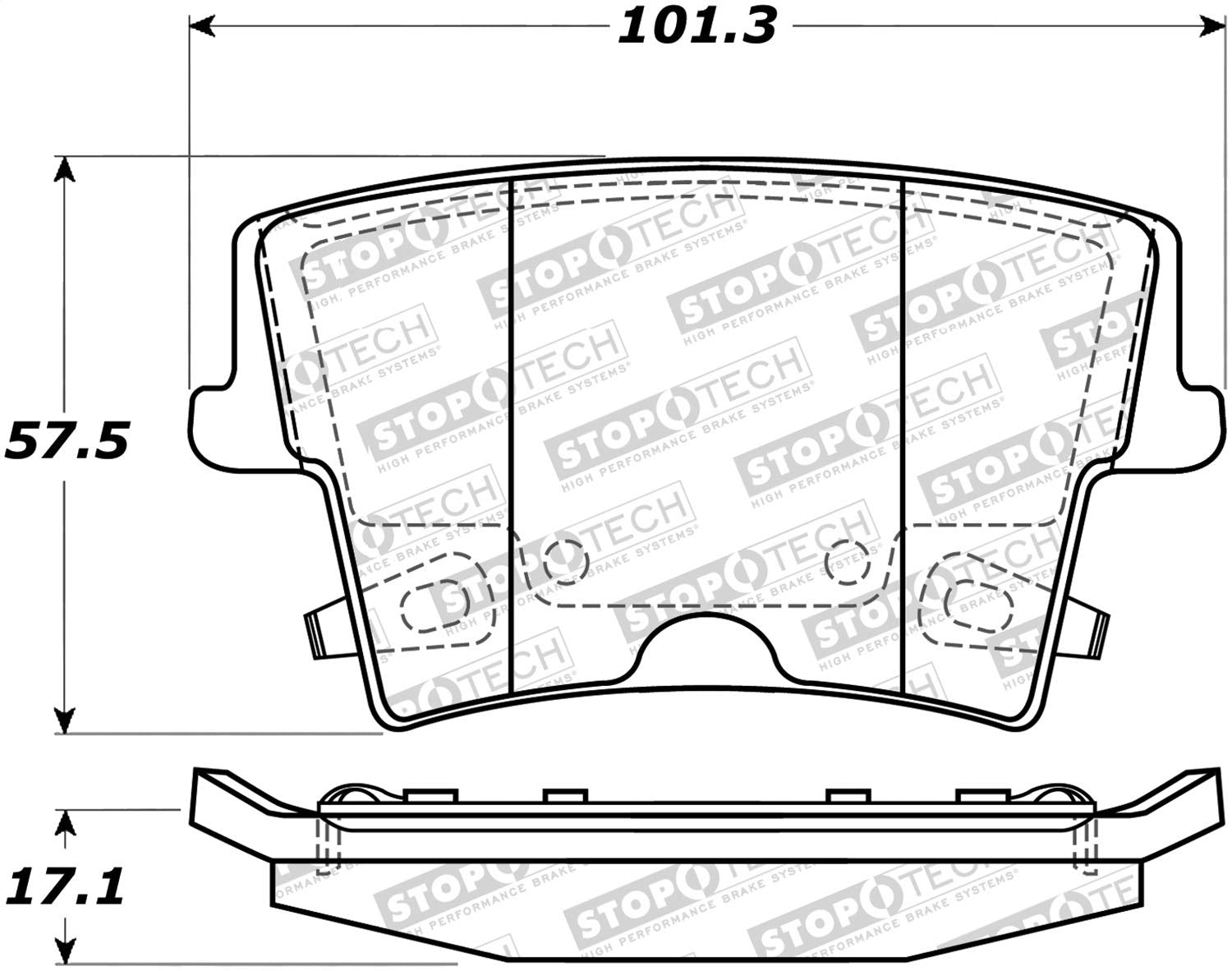 Rear StopTech 308.10571 Brake Pads with Shims and Hardware