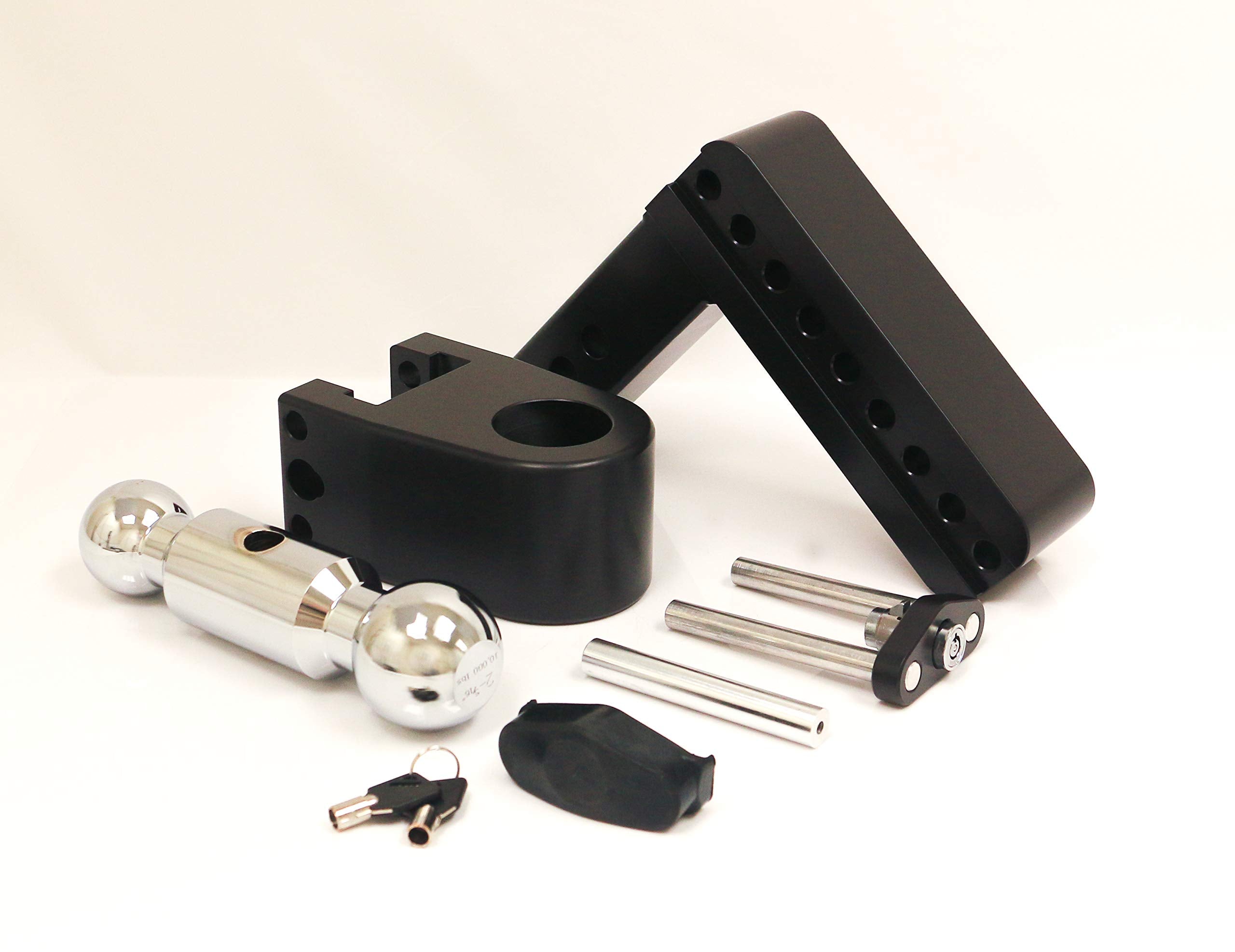 Weigh Safe 6" Drop CTB62CERBLA, 180 Hitch w/ 2" Shank/Shaft, Adjustable Aluminum Trailer Hitch & Ball Mount, Chrome Plated Combo Ball (2" & 2-5/16") & a Double-pin Key Lock CERAKOTE Black