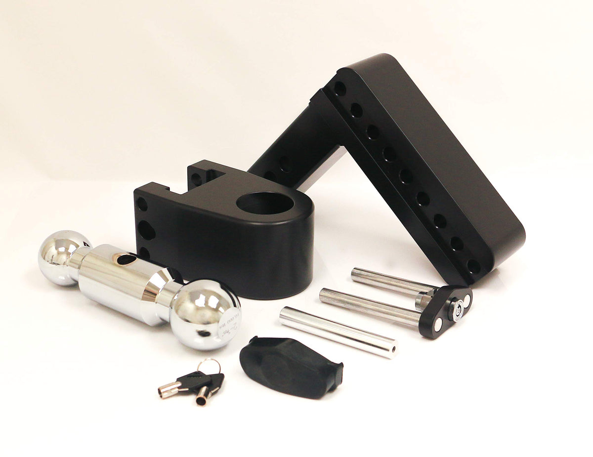 Weigh Safe 6" Drop CTB62CERBLA, 180 Hitch w/ 2" Shank/Shaft, Adjustable Aluminum Trailer Hitch & Ball Mount, Chrome Plated Combo Ball (2" & 2-5/16") & a Double-pin Key Lock CERAKOTE Black