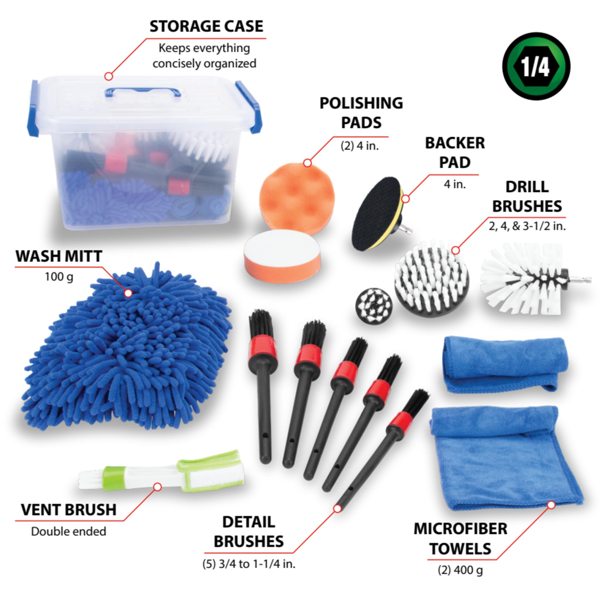 Ultimate Car Wash Kit Performance Tool W4992 (16 Pieces) - The Complete Solution for a Sparkling Clean Car