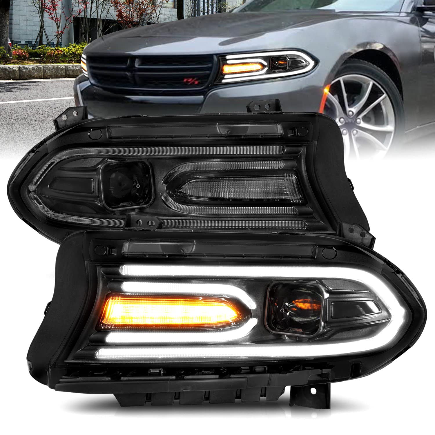 Projector Headlamps ANZO USA 121559 Fits Dodge Charger
