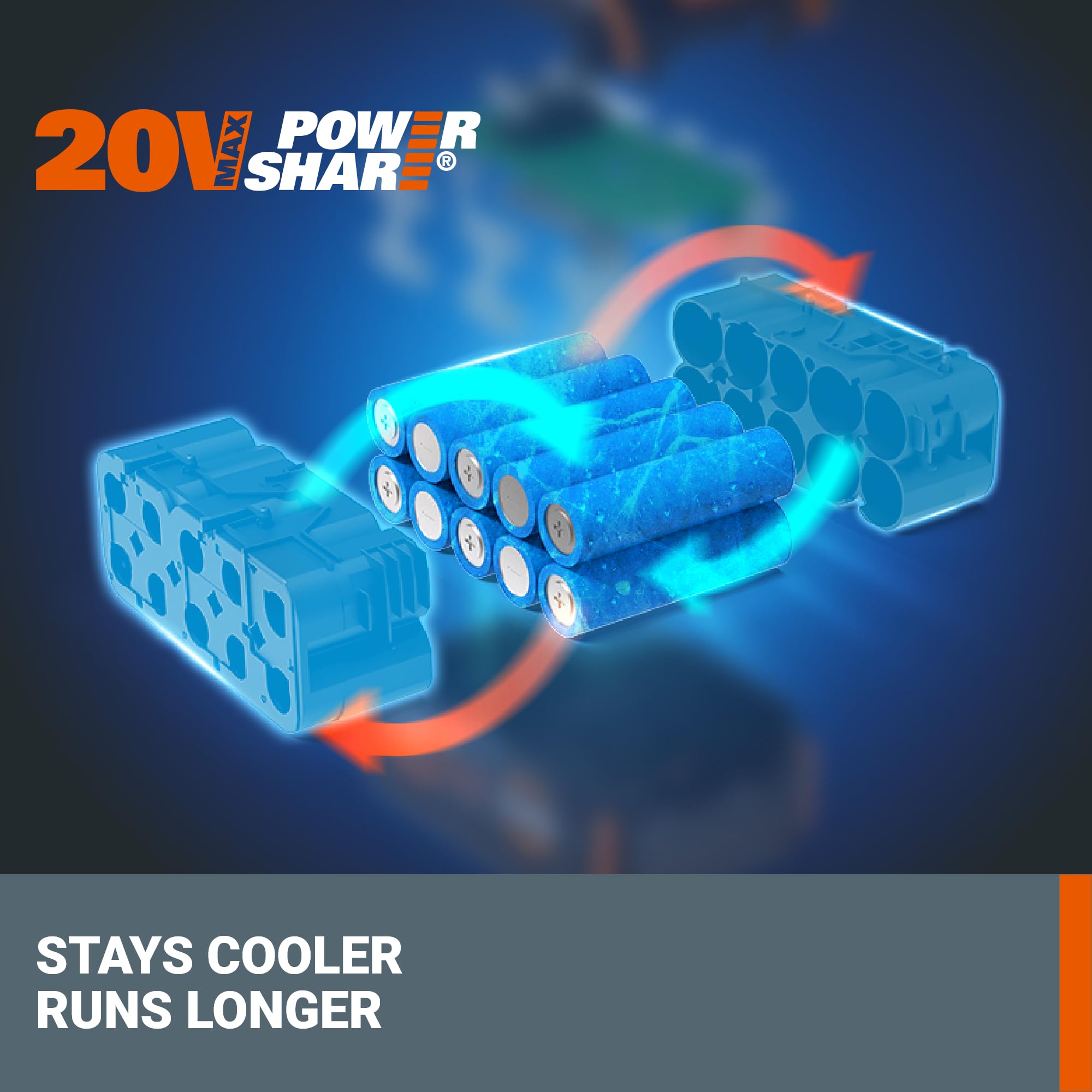 20V WORX PowerShare Lithium-ION 2.0 Ah Battery 1 pc, WA3669