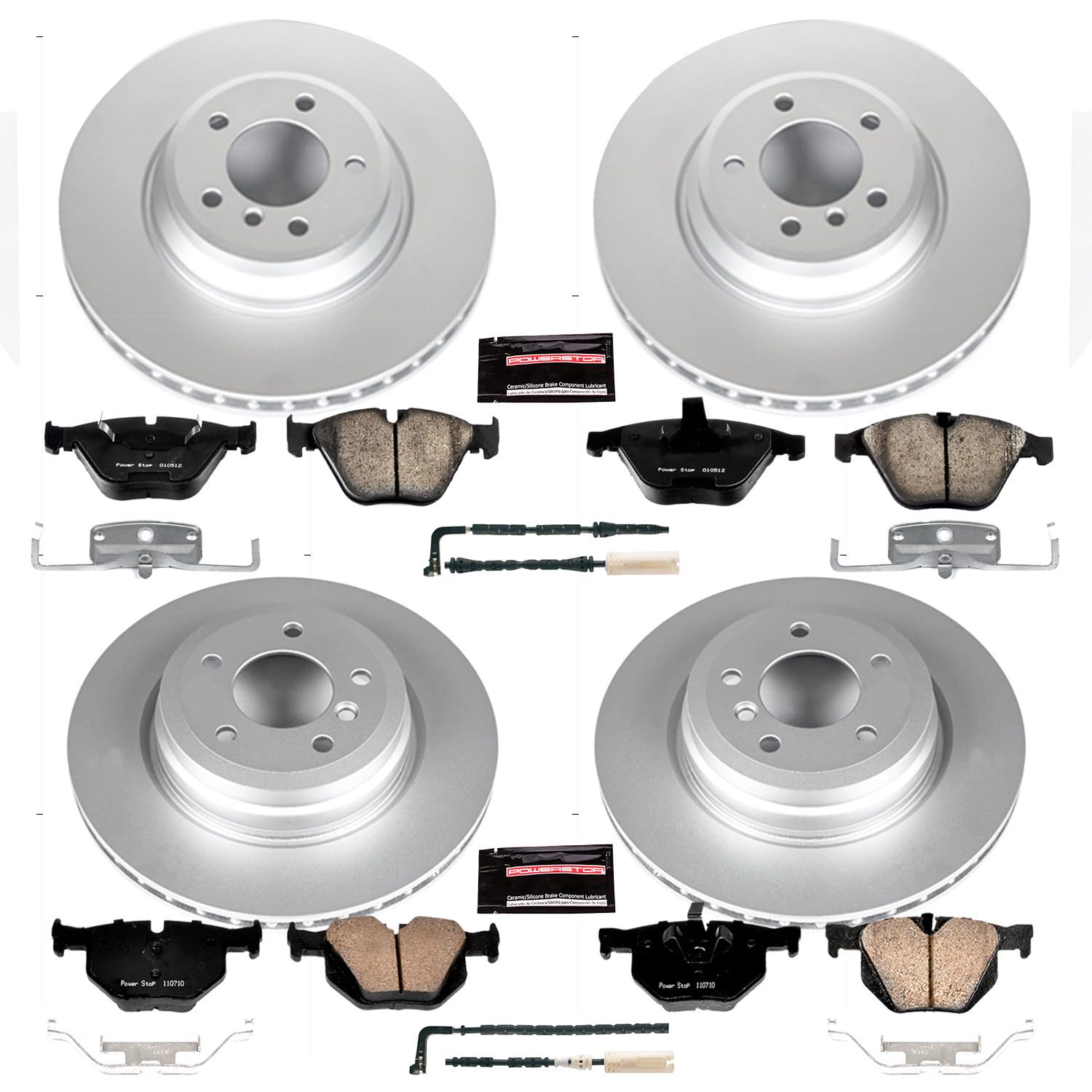Power Stop Z23 Evolution Geomet Coated Brake Kit and 1 Front & 1 Rear Sensor Wires For BMW 335d 2009-2010, BMW 335i 2007-2010 [Specific Model]